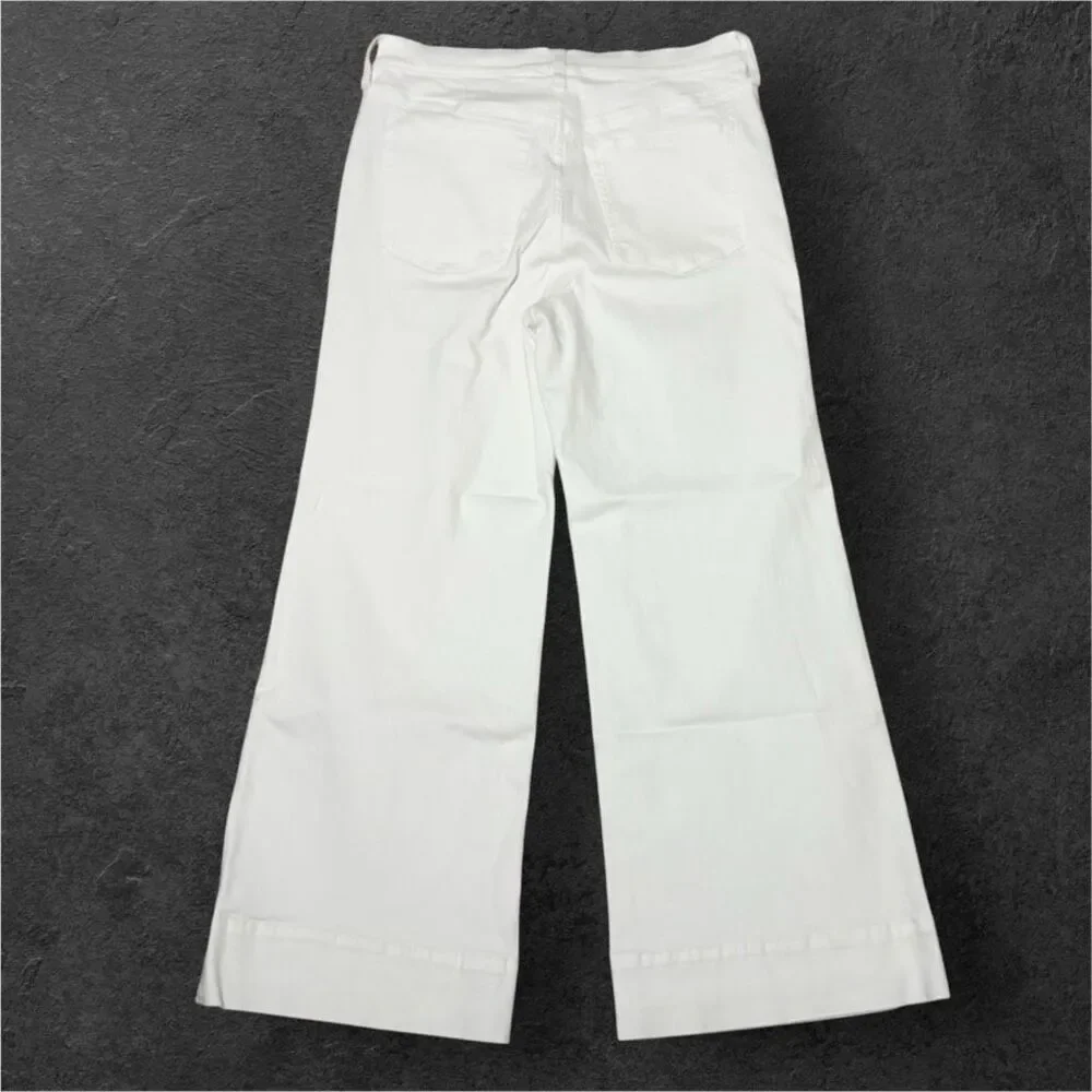 J. Crew High-rise denim trouser jean White Wide Leg Minimalist Size 33 NWT CH679